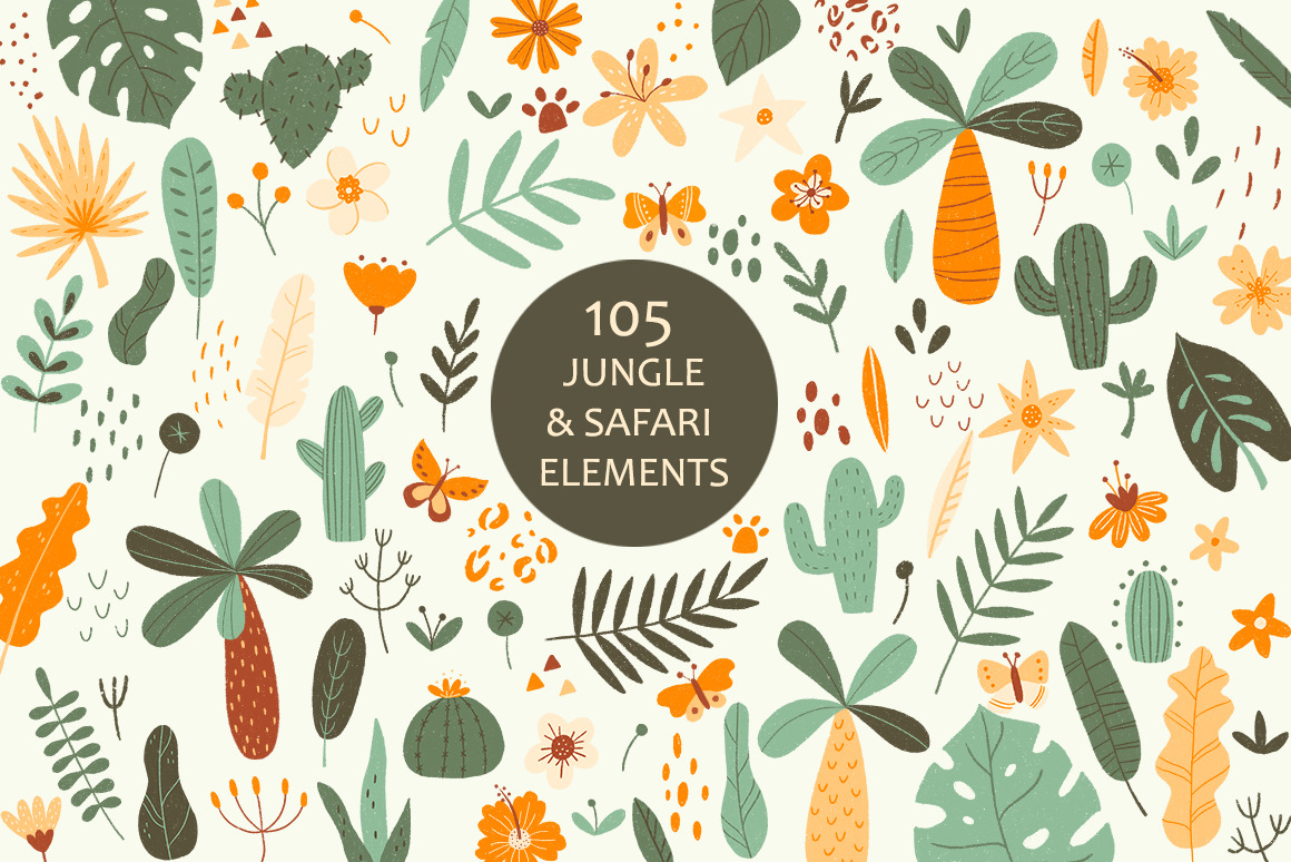Jungle & Safari Portrait Animals Set Jungle & Safari Portrait Animals Set