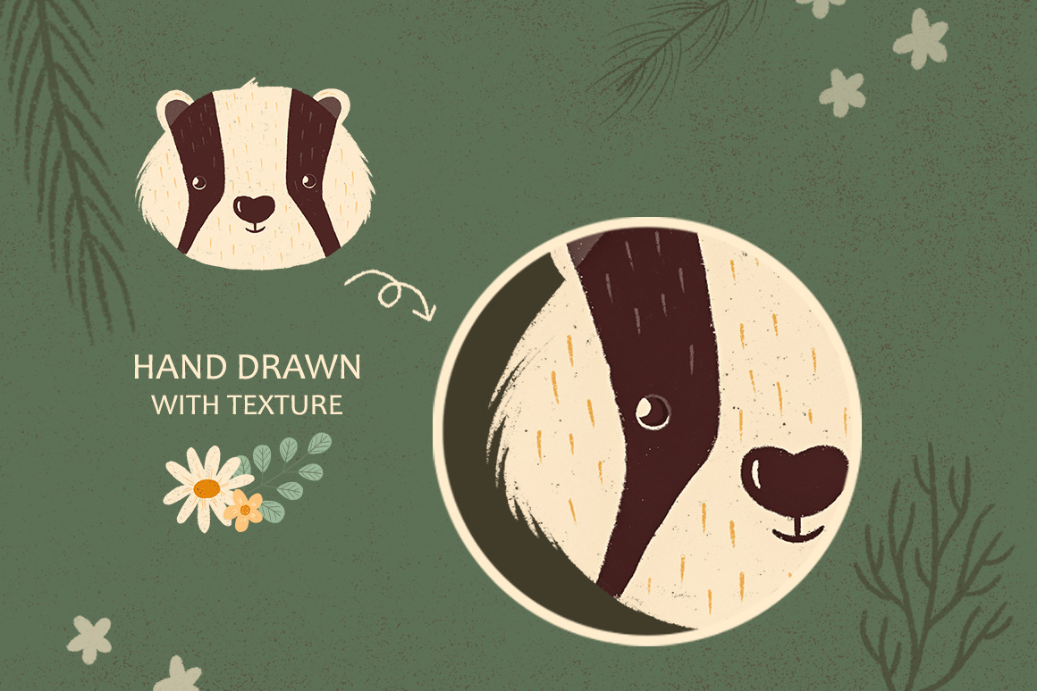 Forest Portrait Animals Set Forest Portrait Animals Set