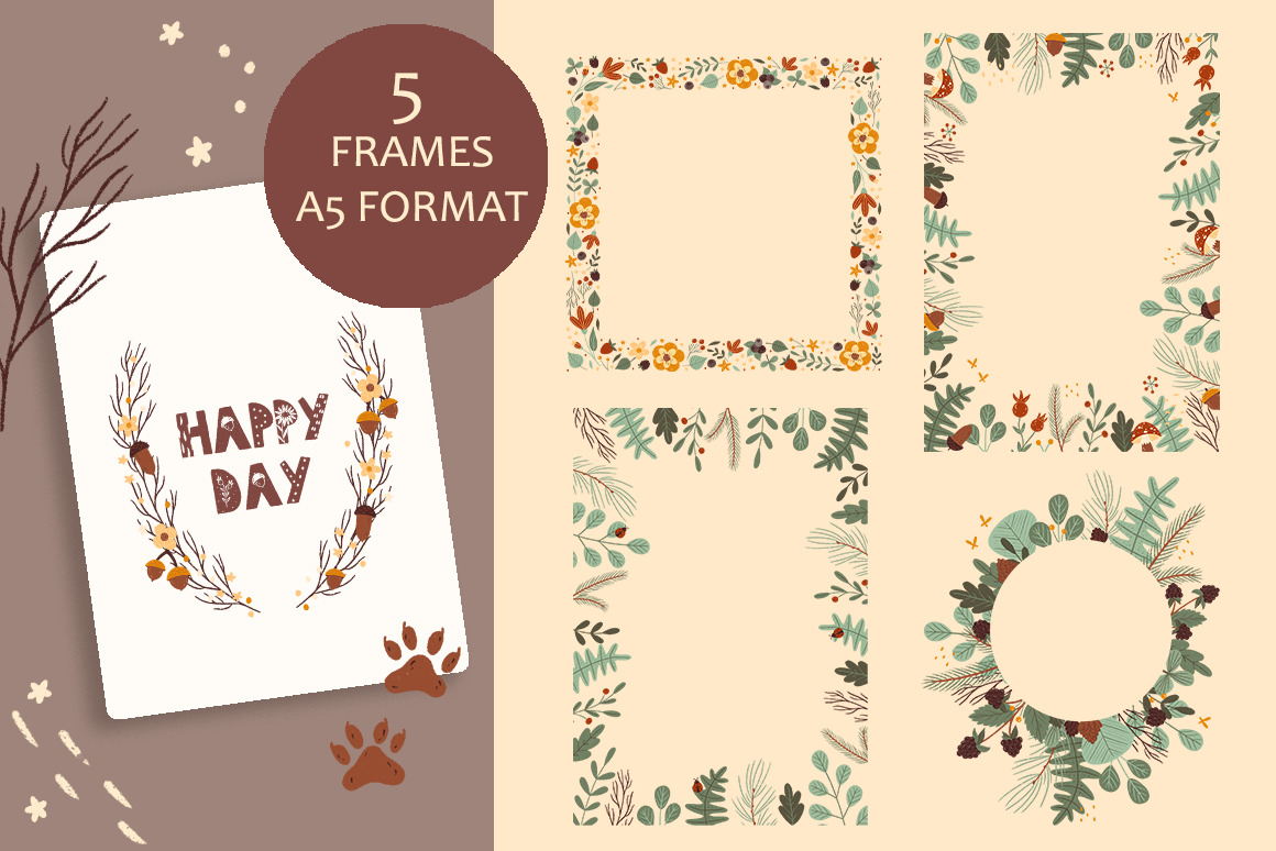 Forest Portrait Animals Set Forest Portrait Animals Set