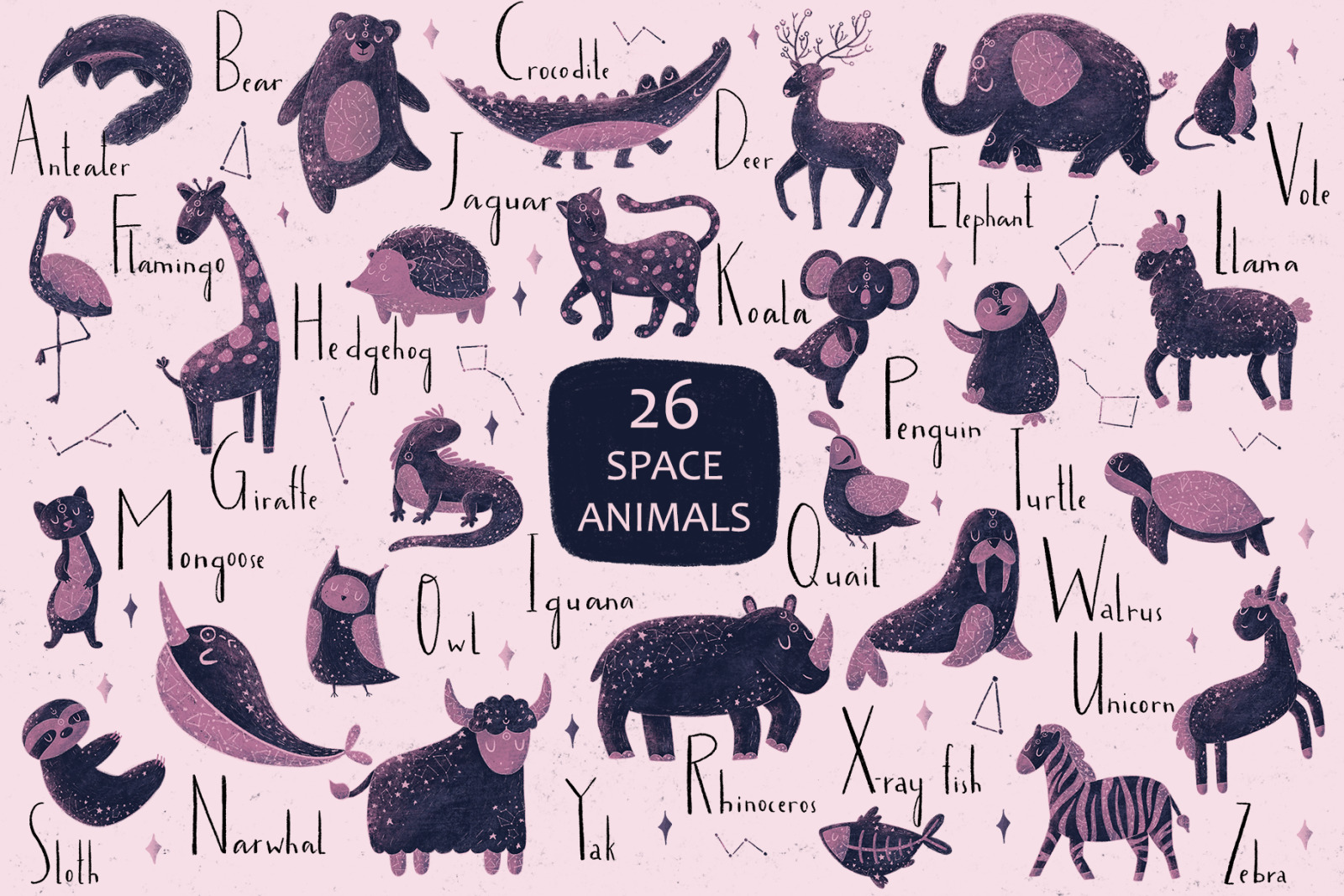 Space Animals • Alphabet Clipart Space Animals • Alphabet Clipart