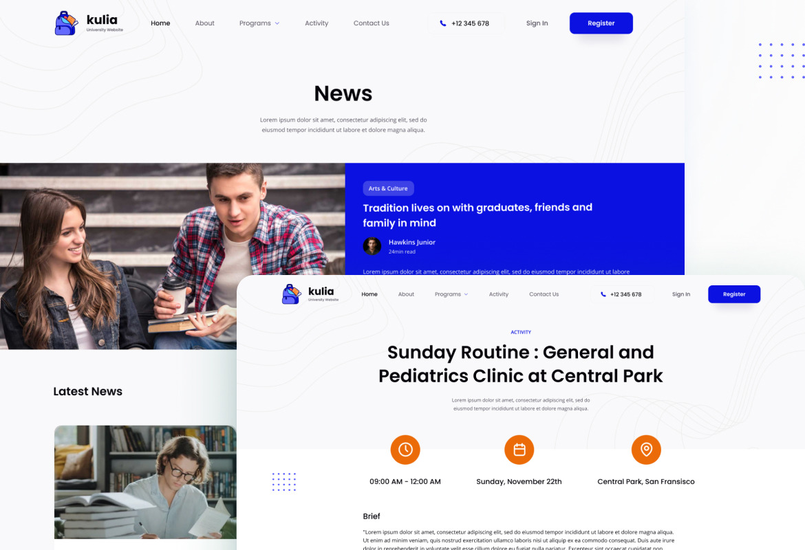 Kulia - Modern University Website UI Template