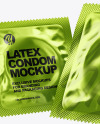 Two Matte Metallic Condom Packaging Mockup