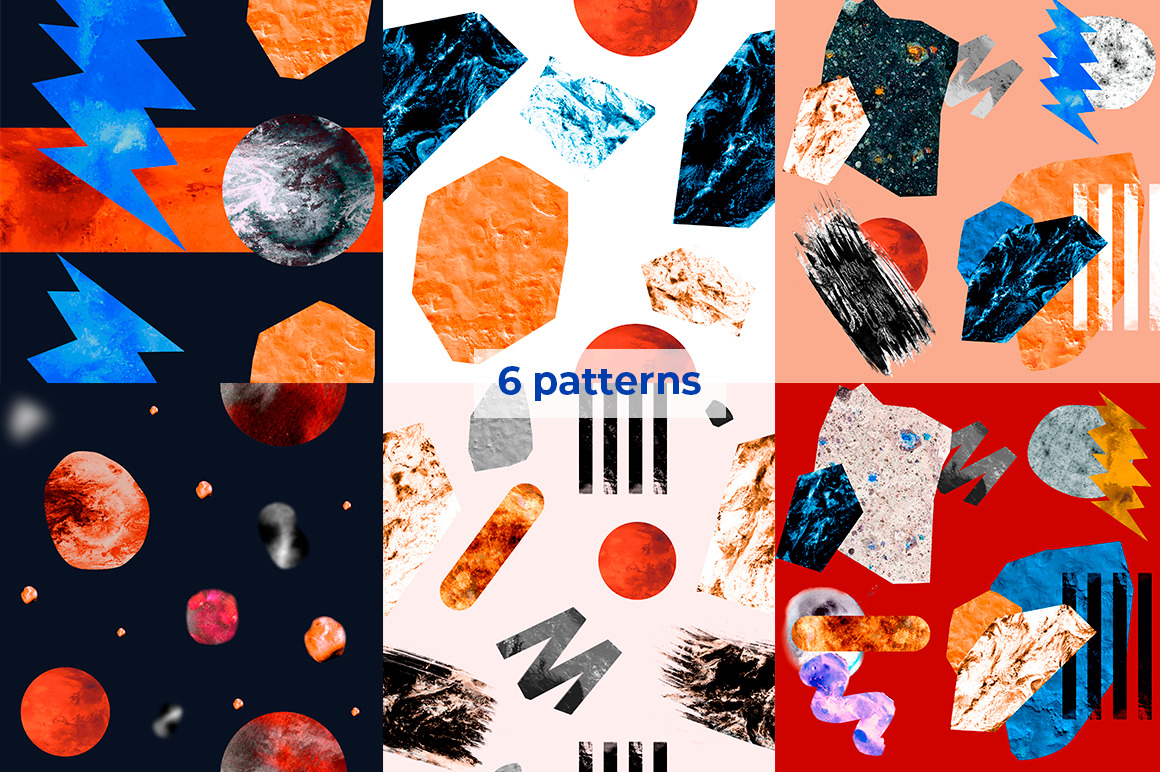 Watecolor space objects Watecolor space objects