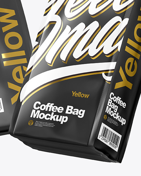 Two Matte Coffee Bag Packaging Mockup