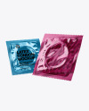 Two Glossy Metallic Condom Packaging Mockup