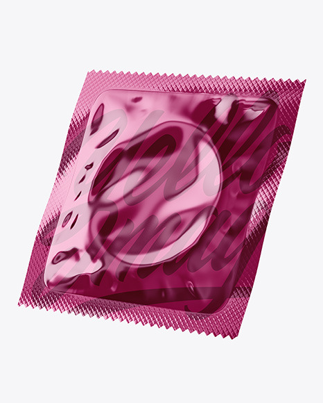 Two Glossy Metallic Condom Packaging Mockup