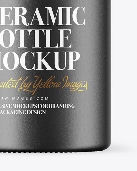 Ceramic Bottle with Wooden Cap Mockup