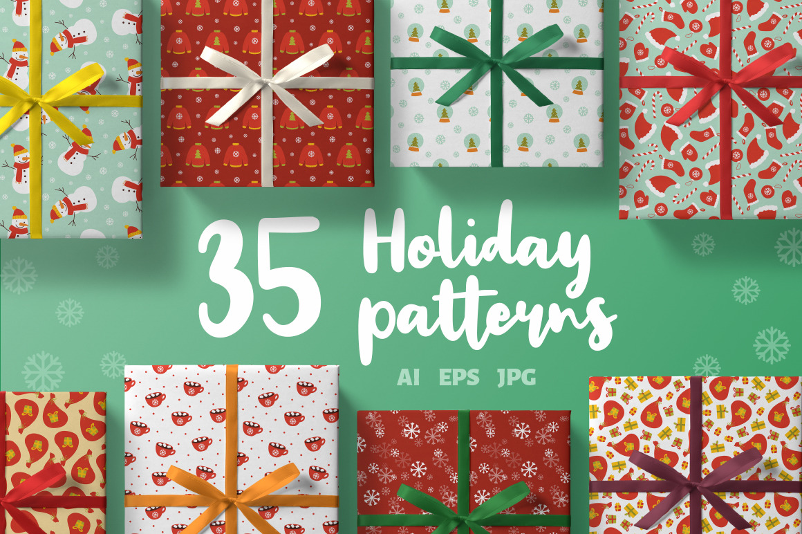 Christmas and winter themed seamless patterns