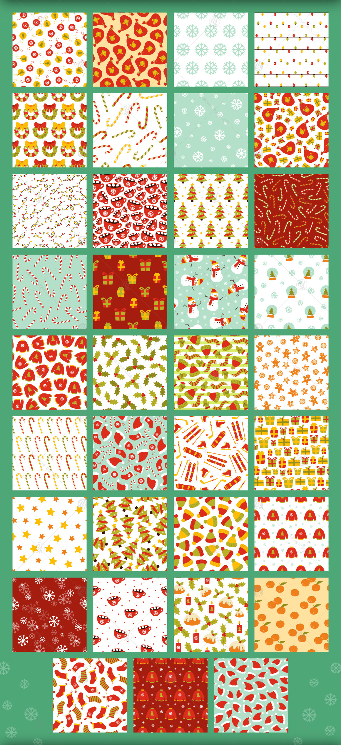 Christmas and winter themed seamless patterns