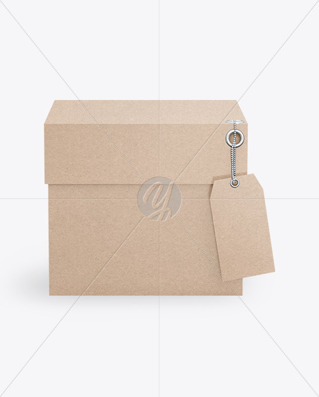 Kraft Cardboard Box with Label Mockup