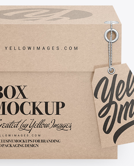 Kraft Cardboard Box with Label Mockup