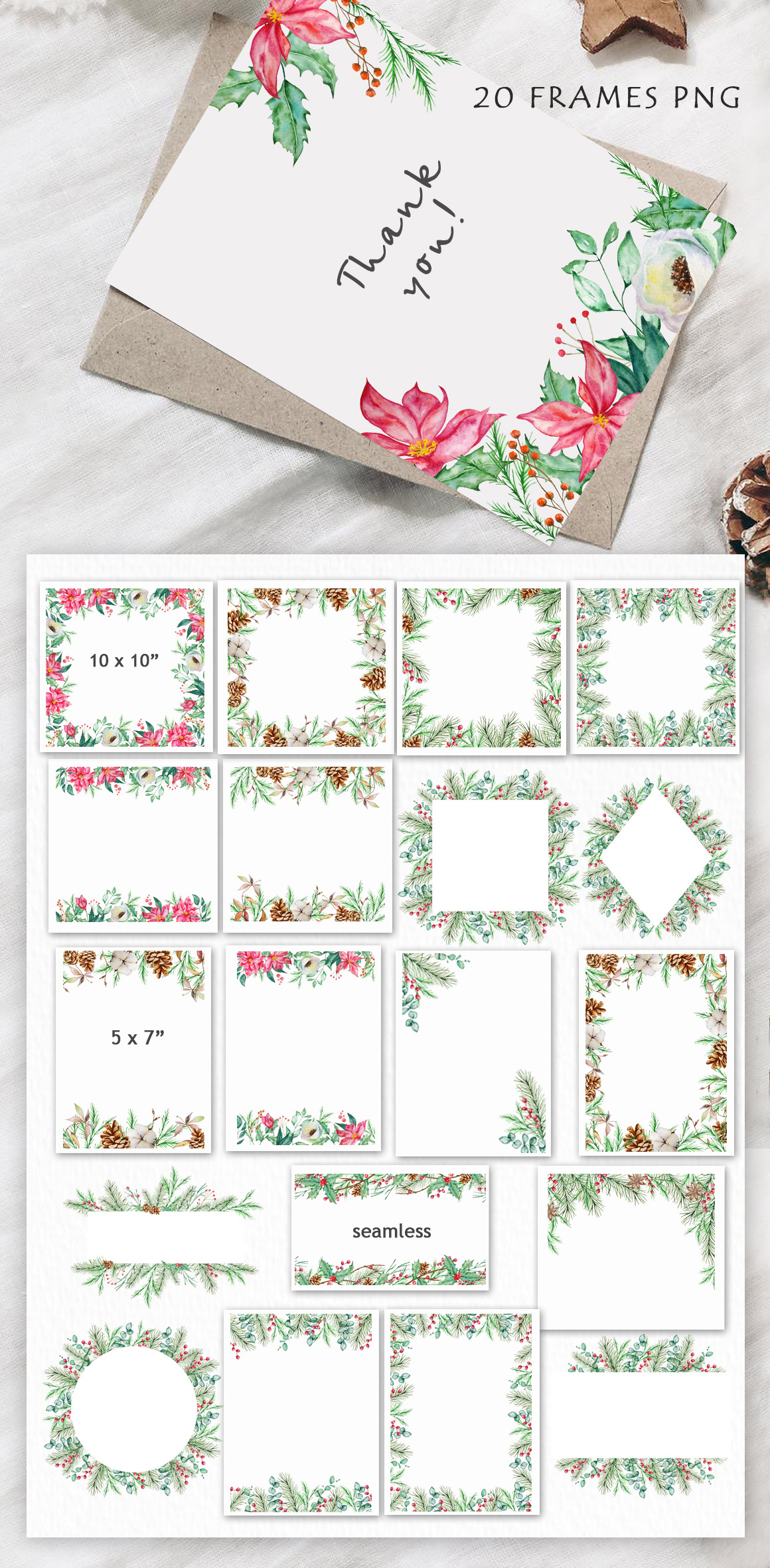 Watercolor Christmas Greenery Clipart