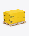 Wooden Pallet With Two Paper Boxes Mockup