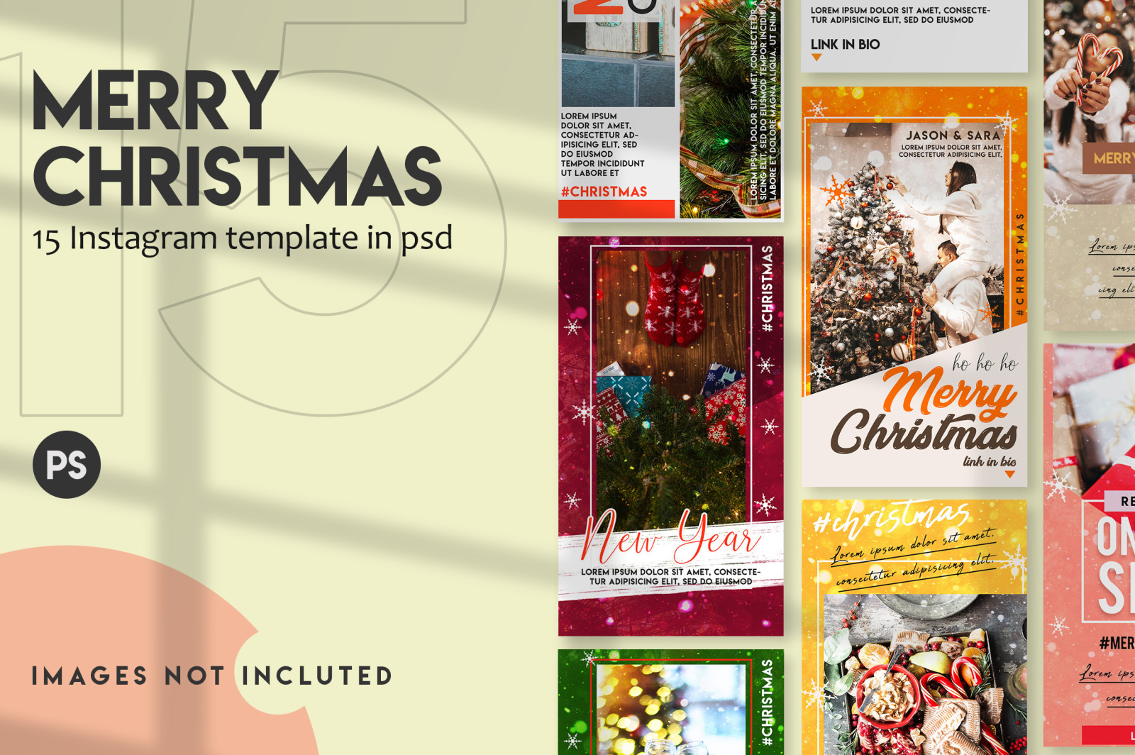 15 Christmas instagram stories template set