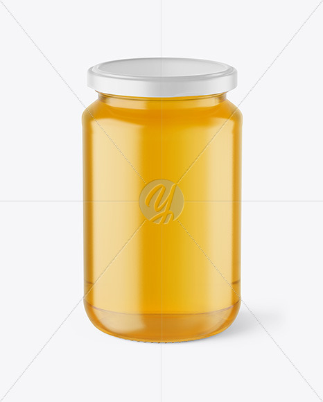 Clear Glass Jar with Honey Mockup