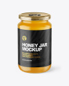 Clear Glass Jar with Honey Mockup