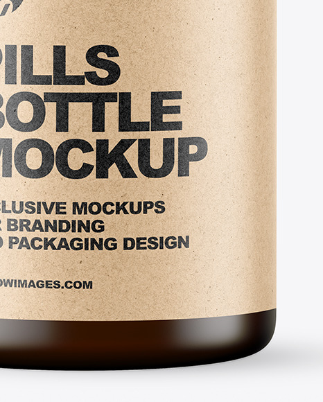 Empty Frosted Dark Amber Pills Bottle Mockup