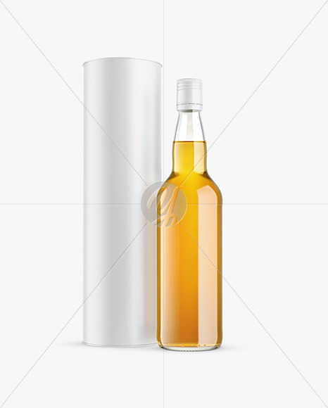 Clear Glass Whiskey Bottle with Tube Mockup