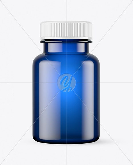 Empty Blue Pills Bottle Mockup