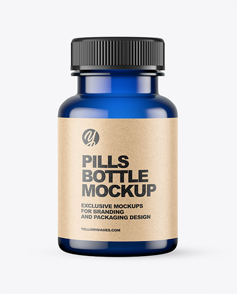 Empty Blue Pills Bottle Mockup