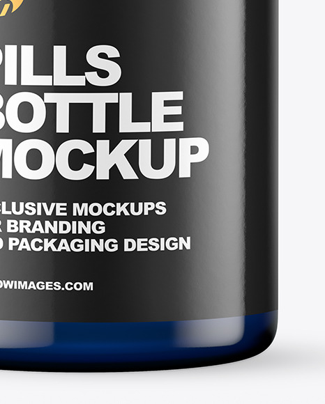 Empty Blue Pills Bottle Mockup