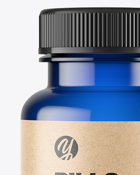 Empty Blue Pills Bottle Mockup