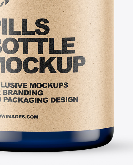 Empty Blue Pills Bottle Mockup