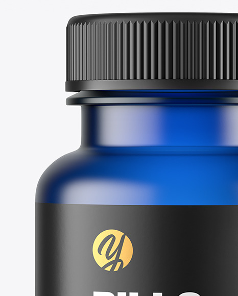 Empty Frosted Blue Pills Bottle Mockup