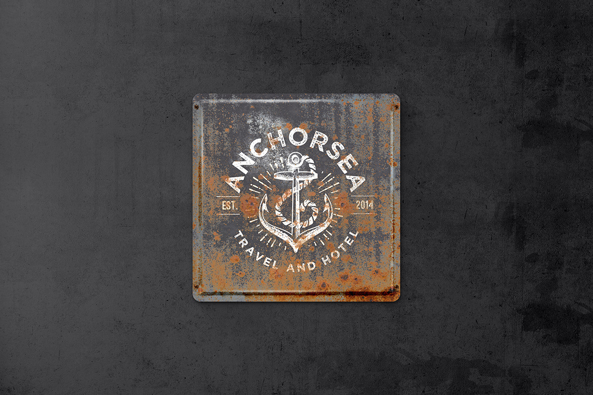 Vintage Rusty Metal Plate Mockup