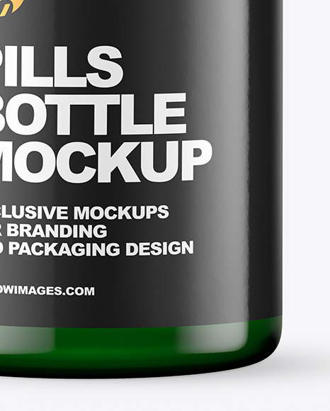 Empty Green Pills Bottle Mockup