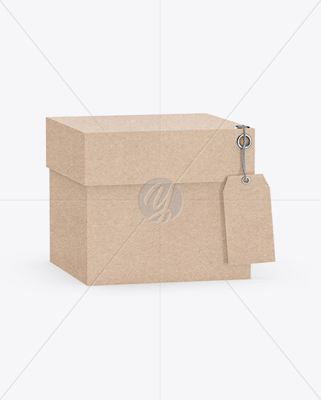 Kraft Cardboard Box with Label Mockup