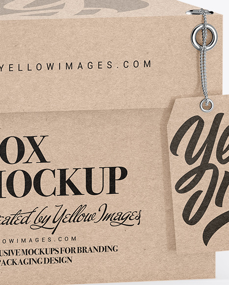 Kraft Cardboard Box with Label Mockup