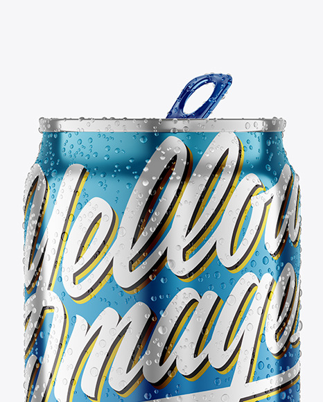 250ml Metallic Drink Can With Condensation Mockup