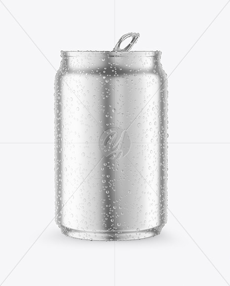 250ml Matte Metallic Drink Can With Condensation Mockup