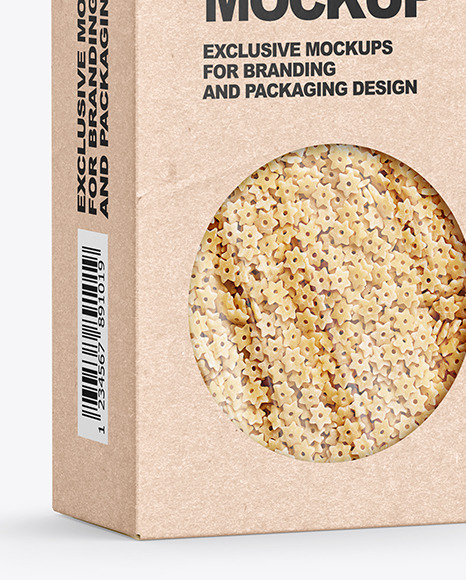 Kraft Paper Box with Stelline Pasta Mockup