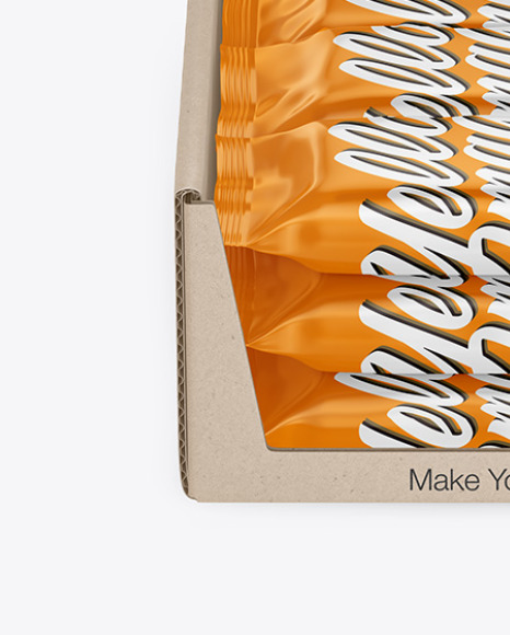 Kraft Display Box with Snack Bars Mockup