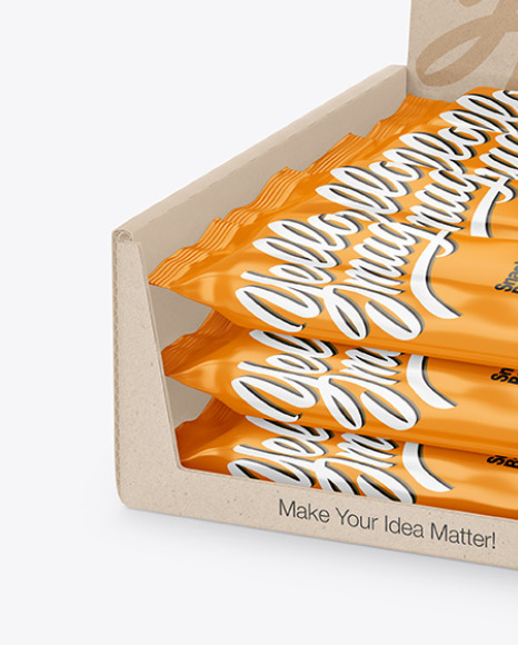 Kraft Display Box with Snack Bars Mockup