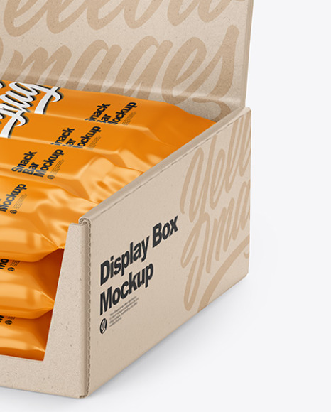 Kraft Display Box with Snack Bars Mockup