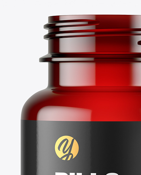 Empty Red Pills Bottle Mockup