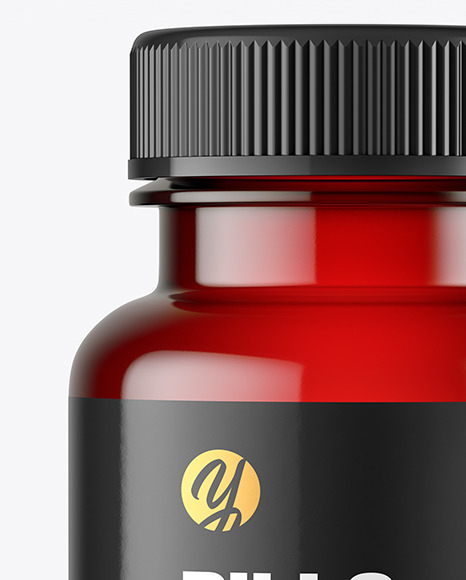 Empty Red Pills Bottle Mockup