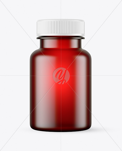 Empty Frosted Red Pills Bottle Mockup