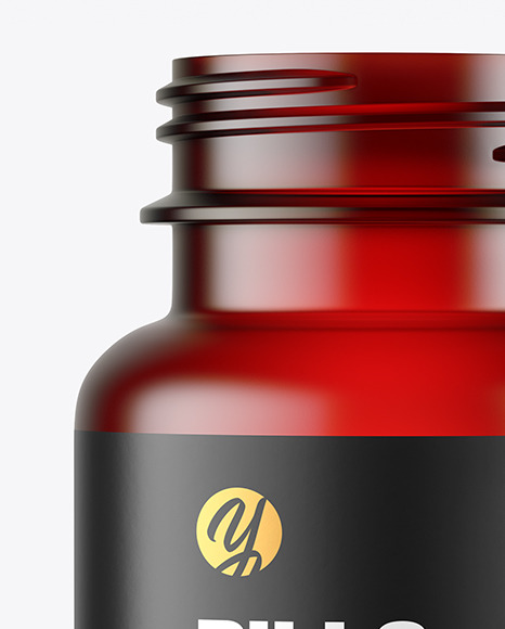 Empty Frosted Red Pills Bottle Mockup