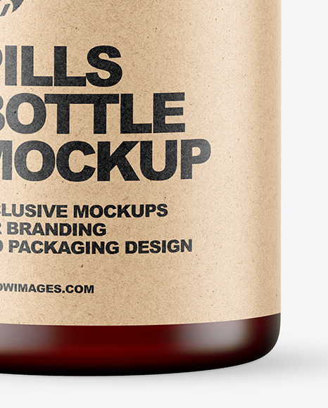 Empty Frosted Red Pills Bottle Mockup