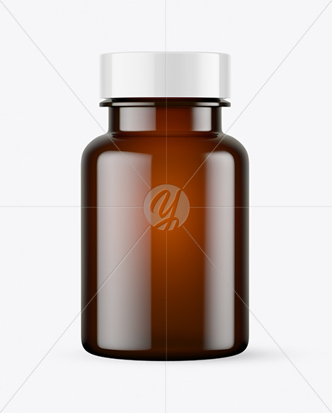 Empty Dark Amber Pills Bottle Mockup