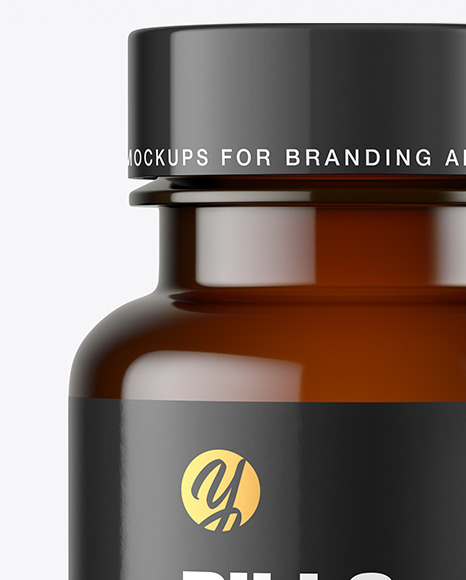 Empty Dark Amber Pills Bottle Mockup