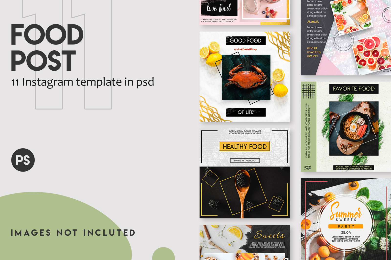 11 Food instagram post template set