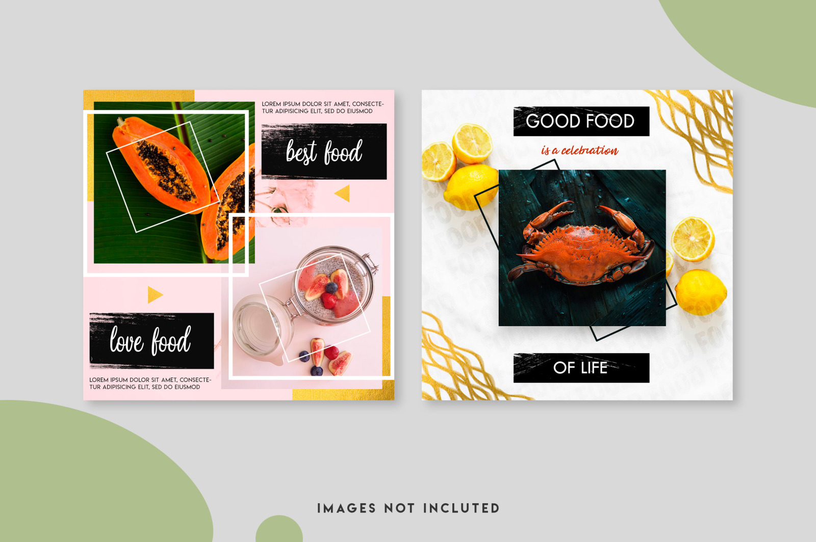 11 Food instagram post template set