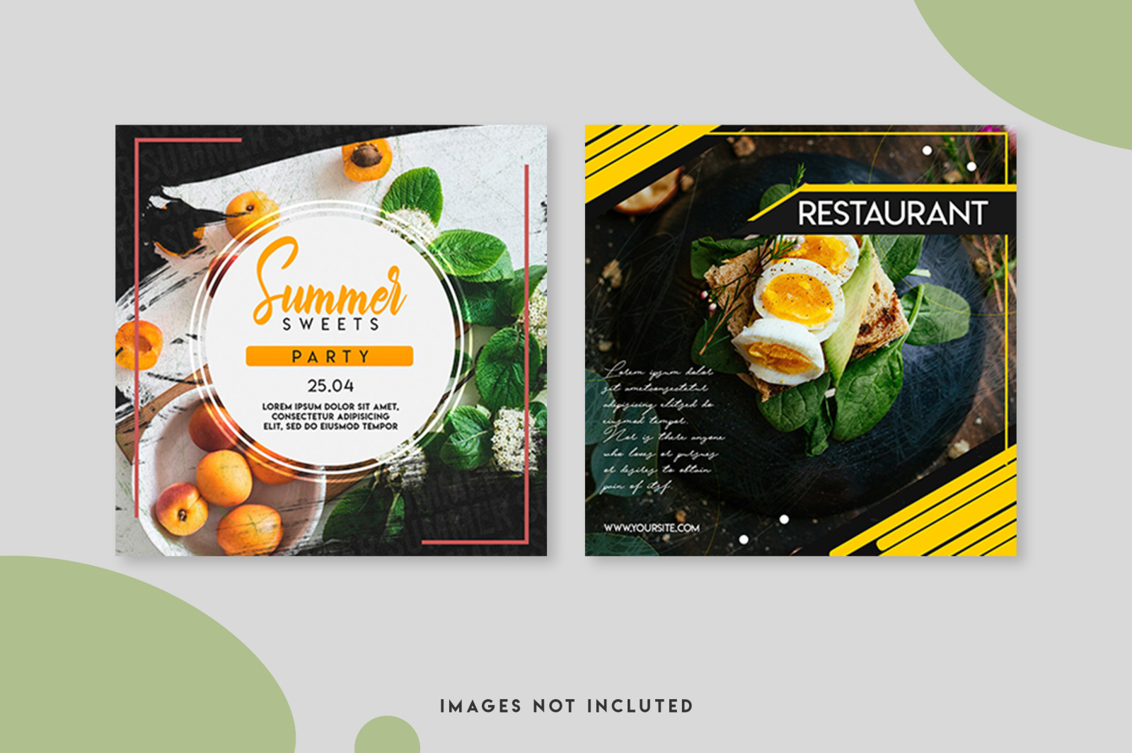 11 Food instagram post template set