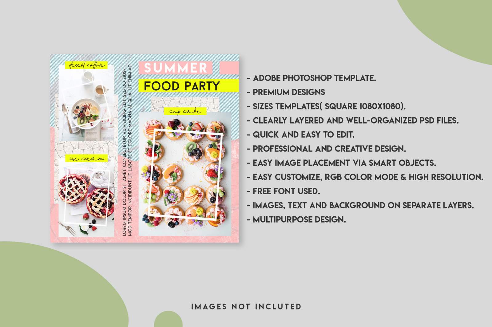 11 Food instagram post template set