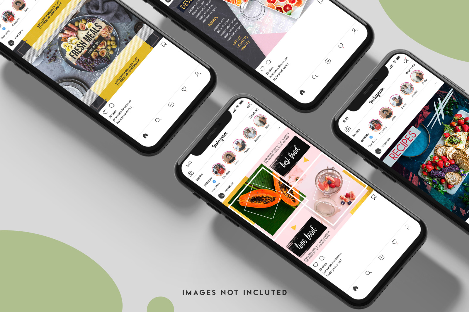 11 Food instagram post template set